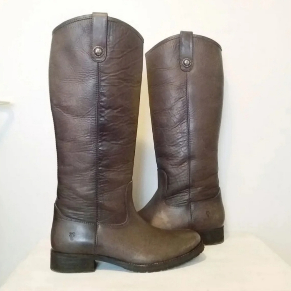 Frye 7.5 melissa button lug tall leather boots